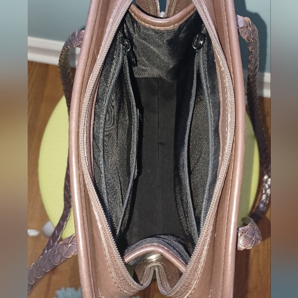 Brighton Black Nylon & Faux Brown Croc Embossed Handbag - Picture 9 of 12